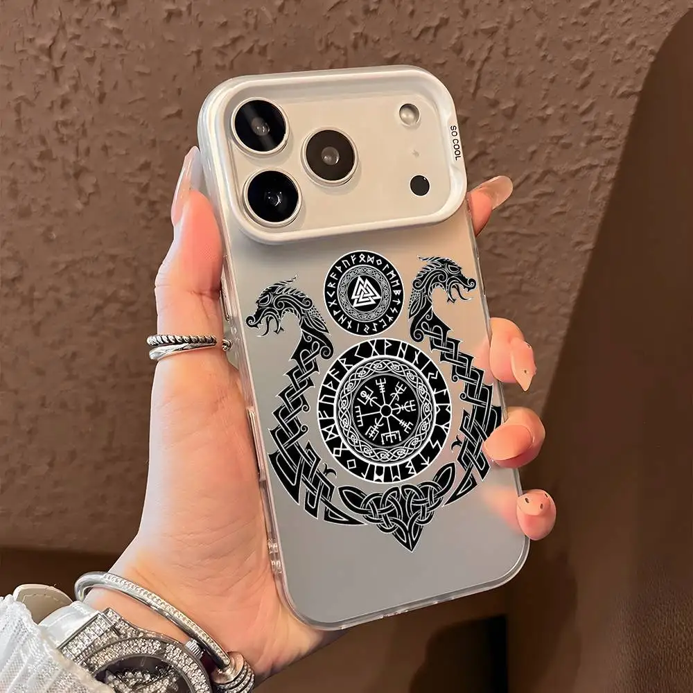 Viking Vegvisir Logo Design Phone Case - Black Purple Matte Laser Metallic Aurora Finish
