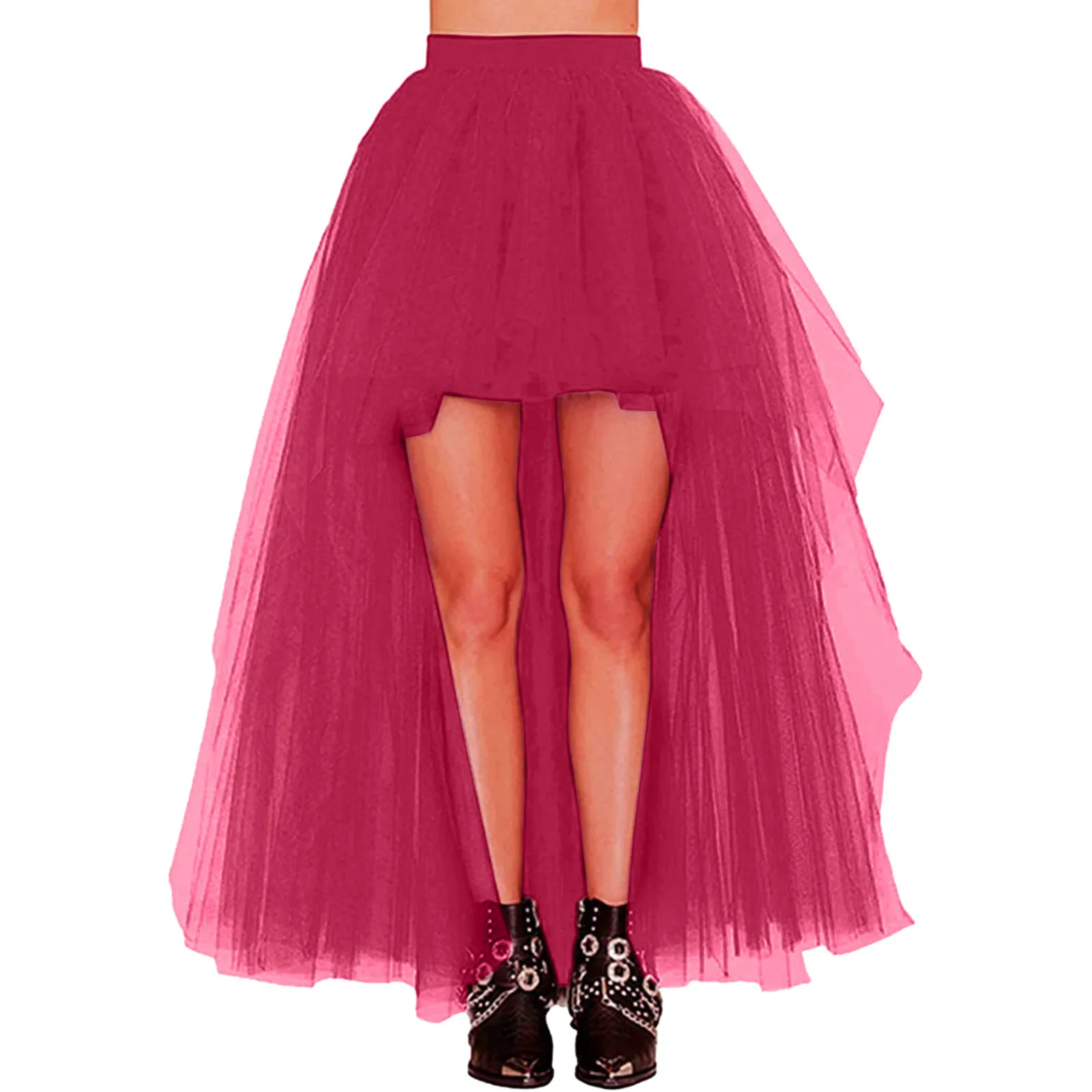 

Women Fashionable Half Skirt Taildress Mesh Tutu Skirt Sexy Front Short Back Long Half Skirt Puffy Skirts