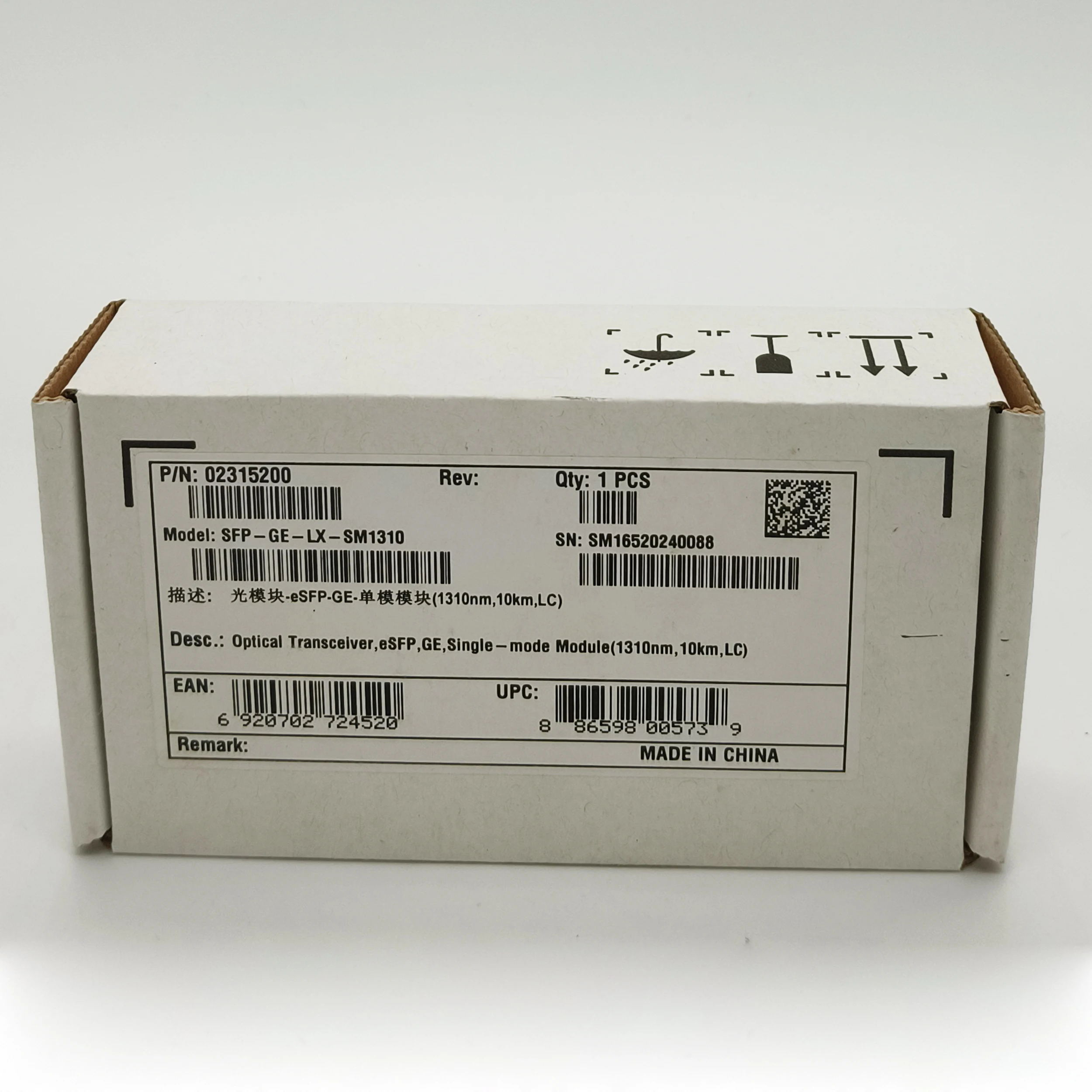 Huawei 02315200 SFP-GE-LX-SM1310 eSFP GE Single-mode 1310nm 10km Duplex LC Transceiver Optical Module