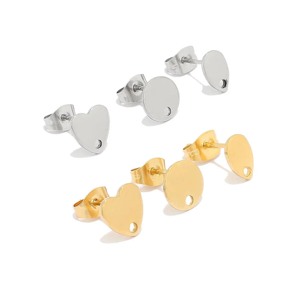 

10pcs Stainless Steel Heart Earrings Studs Clasps Connectors DIY Jewelry Making Crafts Dangle Hoop Earrings Findings Supplies