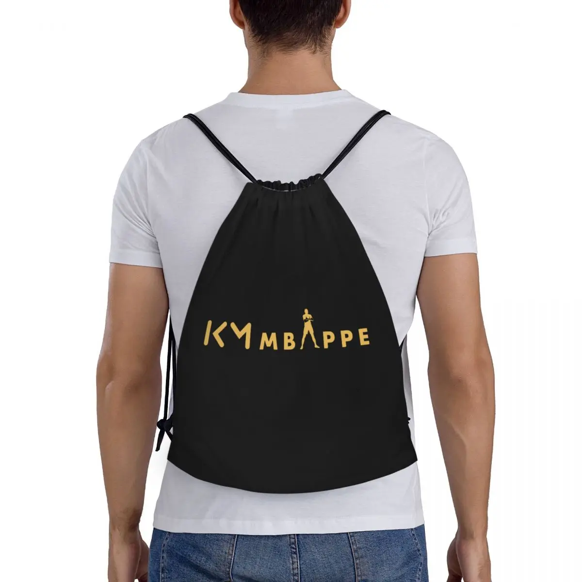 Custom KM Soccer Mbappes Drawstring Bag for Shopping Yoga Backpacks Men Women Football Sports Gym Sackpack 5