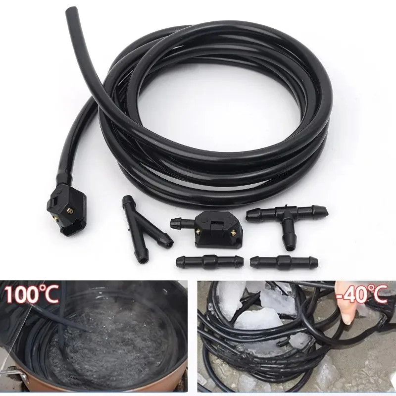 Universal Windshield Washer Nozzle and Hose Kit Adjustable Car Washer Jet Replacement with Connectors for Most Cars Repair Kit