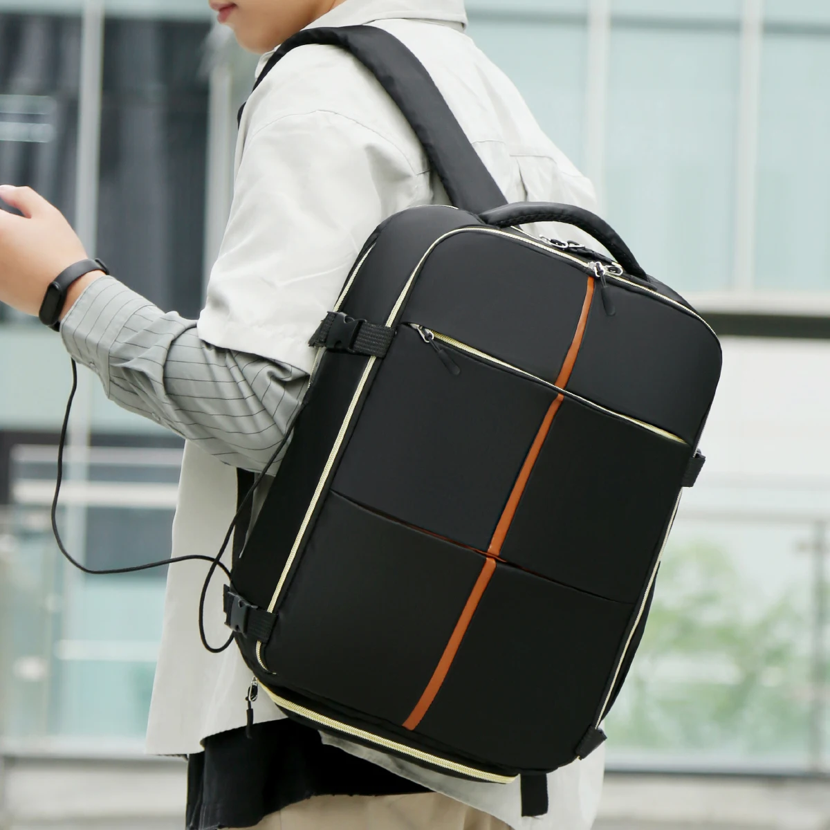 Backpack Commuter Bag Men's Black Laptop Bag Men's Business Travel Backpack Women's Travel Storage Large Capacity College Student