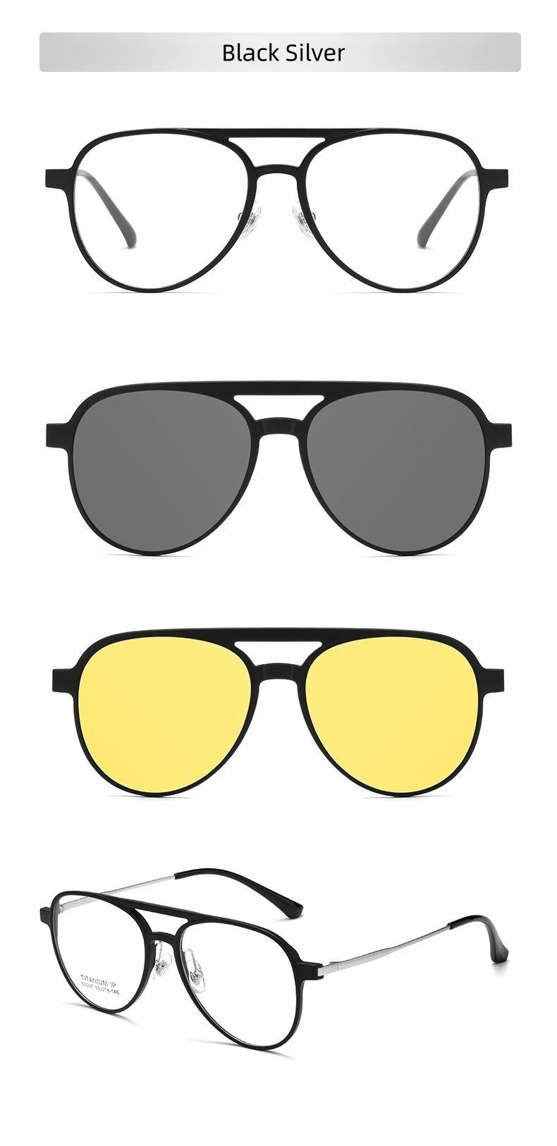 Firada Modedesign Flieger Brillen Vintage quadratische Doppels trahl Magnet Brillen Brille Rahmen für Männer t93007y – Detail 10