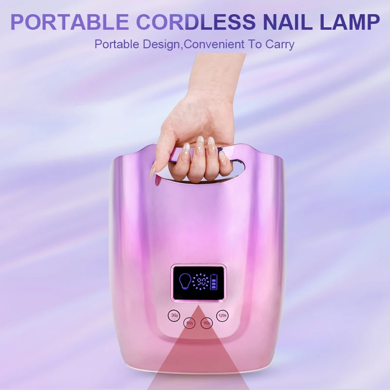 New 128W Rechargeable LED UV Lamp Wireless Battery Manicure Pedicure Powerful Curing Light Cordless Nail Dryer Fast Drying Gel