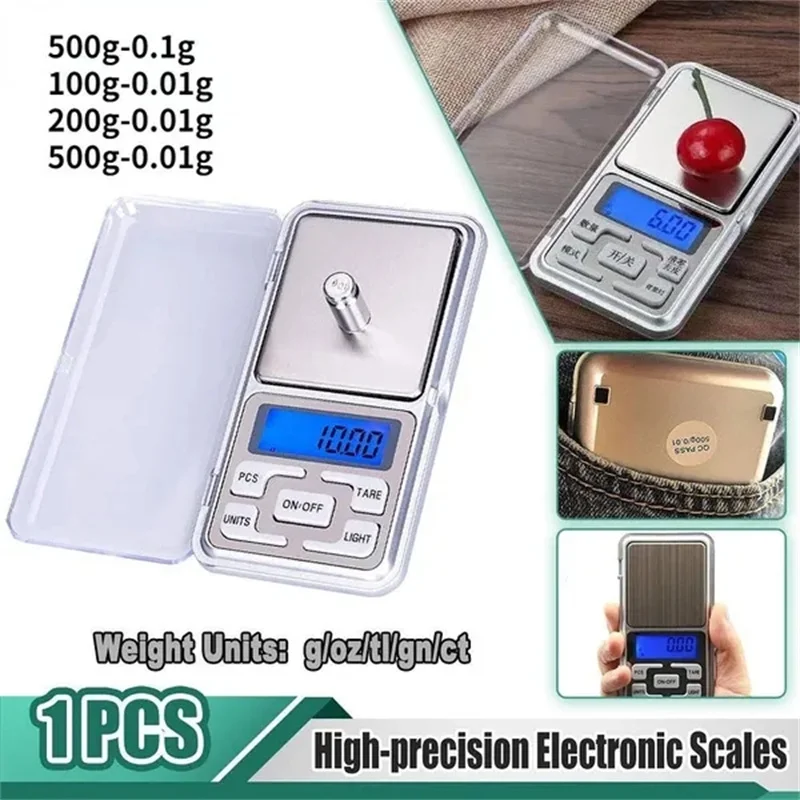 Digital Precision Gram Scale, 0.001oz/0.01g 500g Mini Pocket Scale,  Portable Electronic Weight Jewelry Scales, Tare, Auto Off, Stainless Steel,  White