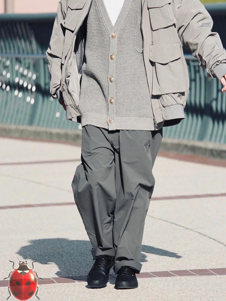 Waterproof WOODENhea Sports Wide Leg Pants Solid Color Trousers Men Women Loose Casual Pants Cuffs Drawstring Adjustable Japan