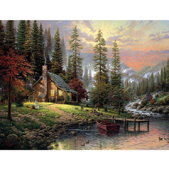 Diamond Painting House Scenery 5D Diamond Mosaic Seaside Landscape Rhinestone Embroidery Full Round Drill Home Decor CY-FJ02495-AE5