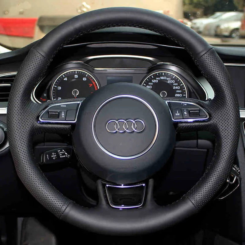 

Cover Customized Special Leather Hand Sewn Steering Wheel Cover Is Suitable for Audi A4 A3 A6l Q3 Q5 Q7 Interior Modification