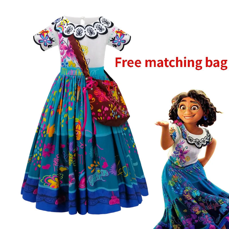 

Disney Mirabel Isabela Encanto Purple Costume Girl Dress Children Fancy Dresses Carnival Party Kids Bag