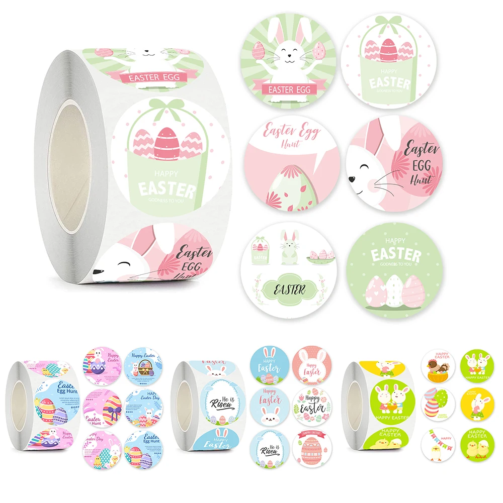 

500 шт., милый круглый Пасхальный кролик, декоративные наклейки, дневник, каракули, скрапбукинг, детские подарки