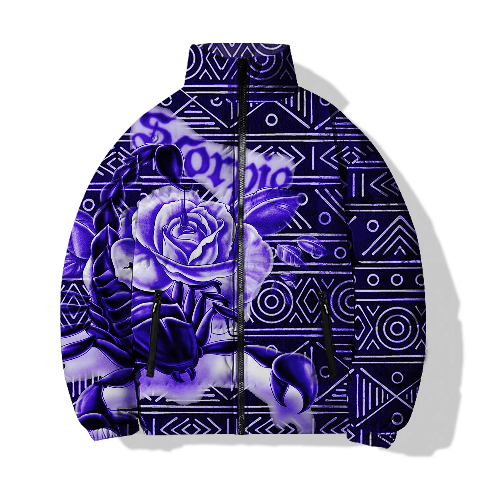 thumbnail image 1 of Abrigo de hombre con diseño de árbol de coco, chaquetas de invierno a la moda para hombre 2024, cálidas rosas, frescas, nuevas en abrigos de plumón, flores con impresión 3D de alta calidad, 1 of 5