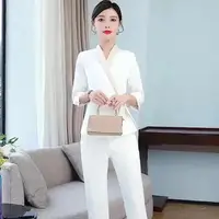 Femme Travail Vêtements Pantalon Costume Imprimer Logo Hôtel Serveur Salon de beauté Spa Massage Nail Cafe Pied Bain Technicien Combinaisons Uniforme 4