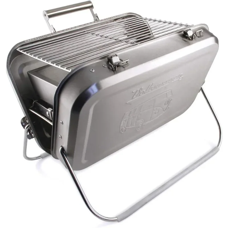 

VW Collection - Volkswagen Portable Suitcase Grill with Grill Grate, Charcoal Catcher & Stainless Steel Handle in T1 Bus