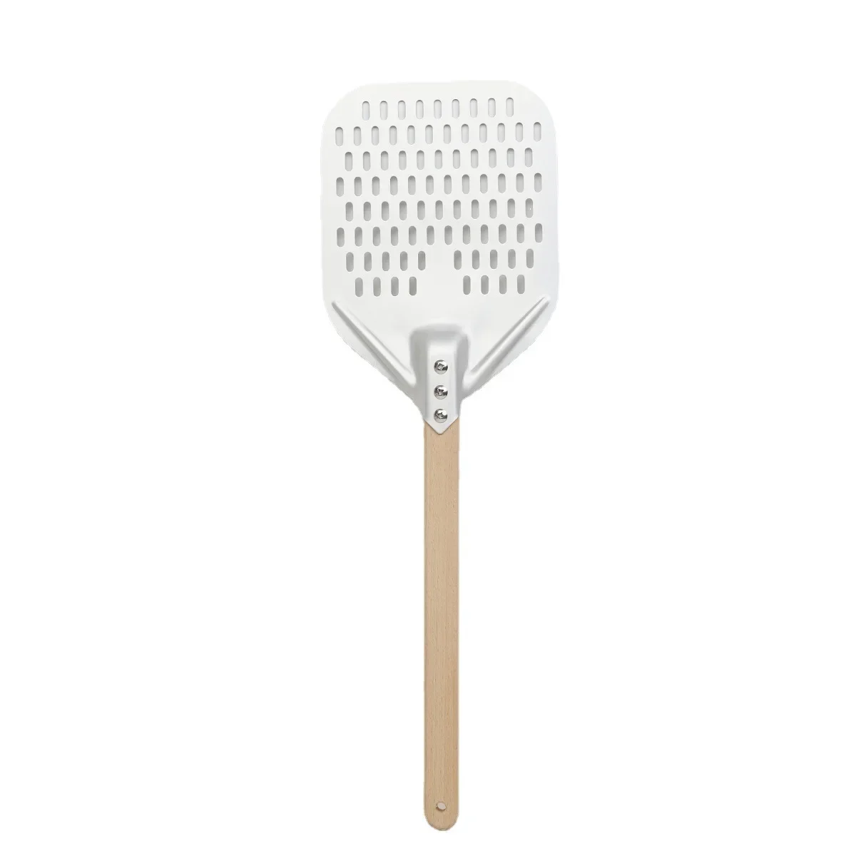 Pizza Peel Turning Small Pizza Tool Non Slip wooden Handle 7 8 9 inch Perforated Shovel Aluminum