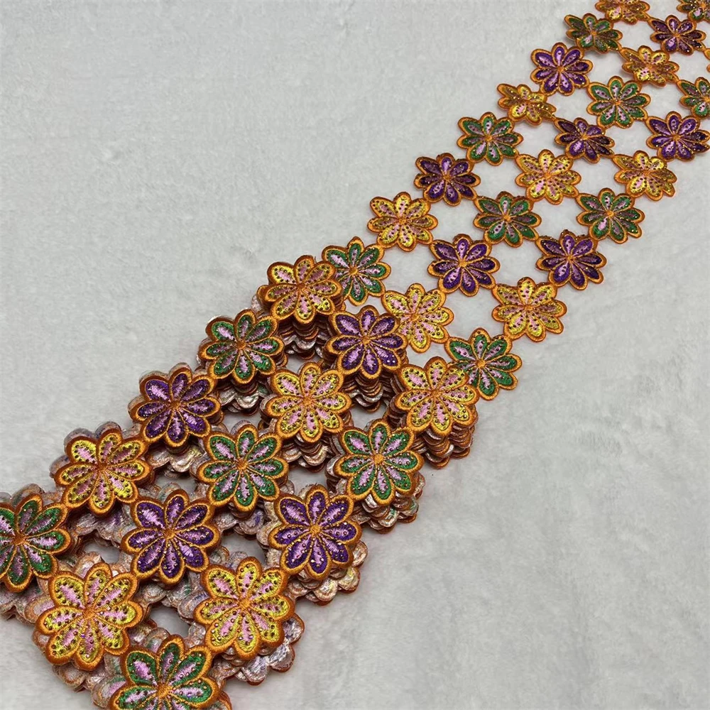 

African Cord Lace Trim with Stones Floral Guipure Lace Embroidered French lace For Women Dress Decoration