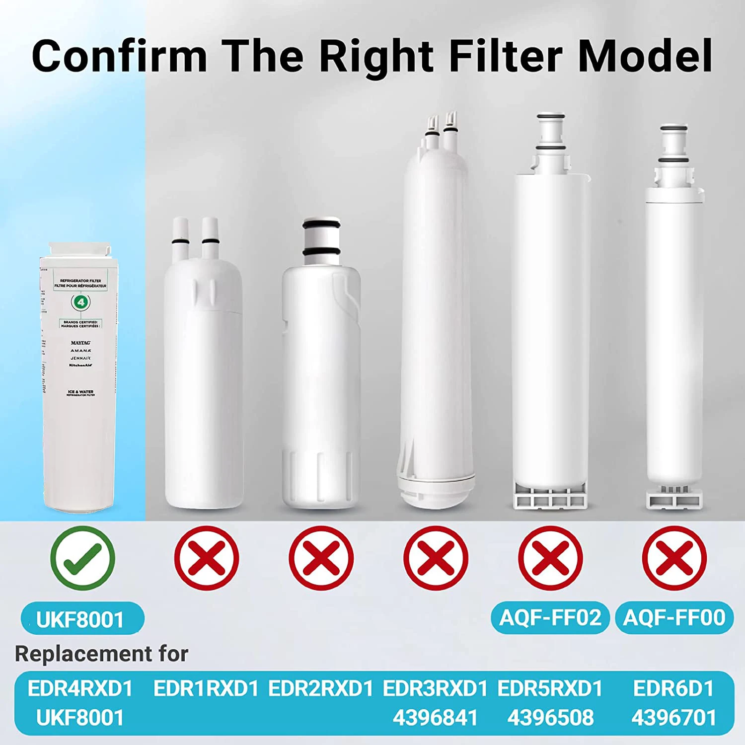 냉장고용 월풀 워터 필터 교체, NSF 인증 브랜드, EDR4RXD1, 4396395, U01, U01AXX, RFC0900A