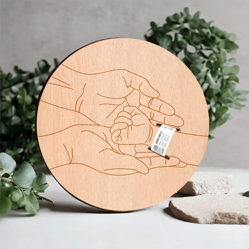 Wooden Baby Birth Hospital Bracelet Commemorative Plaque Circular Carved Newborn Collection Plaque Baby Photography Accessories