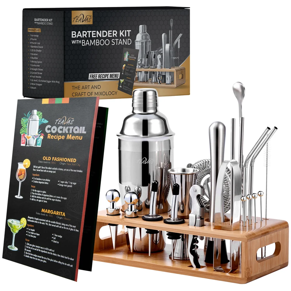 Libbey Carats 4-Piece Cocktail Mixing Set - 25.5 Oz Mixing Glass, Jigger, Strainer & Spoon For Home Bartending