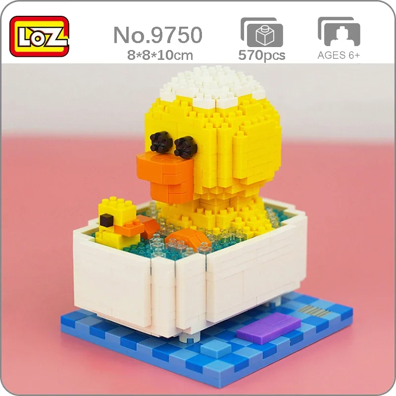 

LOZ, 9750 год, кукла «Мир животных» для купания, курица, Цыпленок, утка, ванночка, модель домашнего питомца, миниатюрные алмазные блоки, кирпичи, игрушки для детей, без коробки