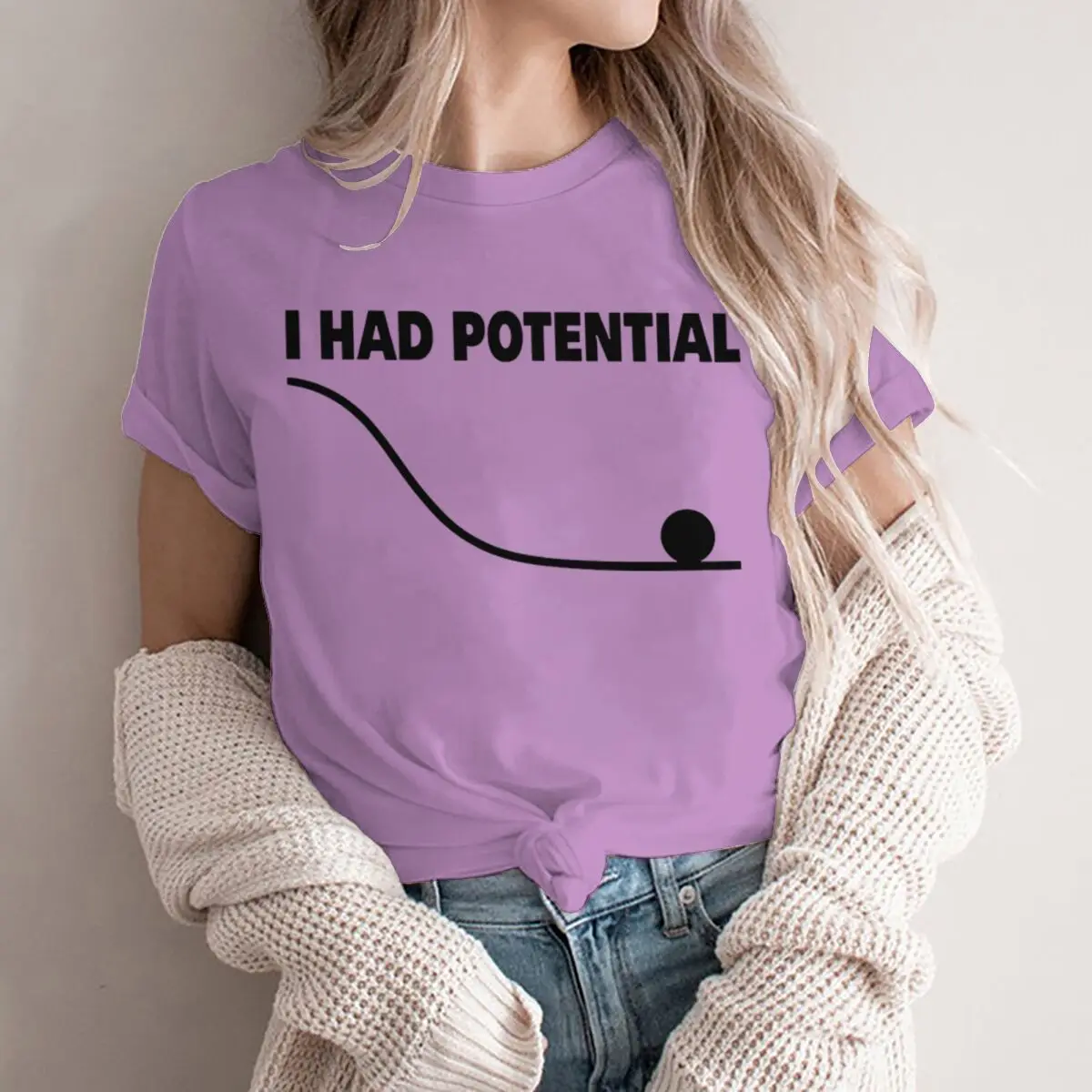 "I Had Potential" Print T Shirt Fun Science Women Men Short Sleeve Streetwear Round Neck Casual Tshirts