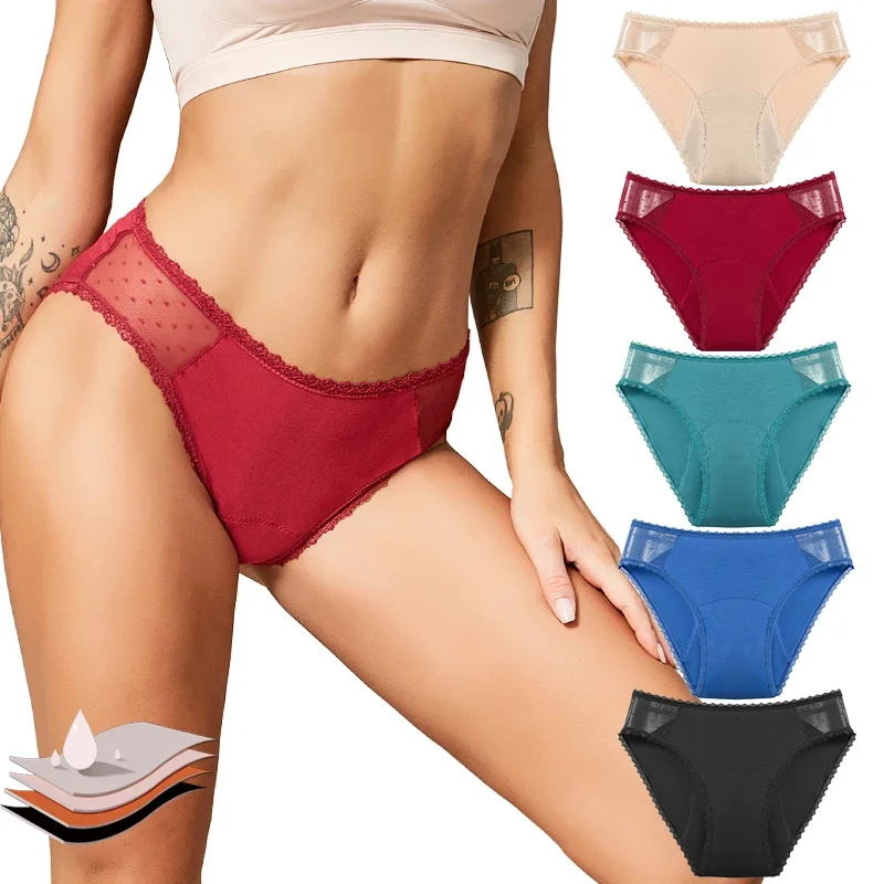 

Menstrual Panties For Women 4 Layers Leak-proof Physiological Period Underwear Antibacterial Briefs Breathable Pants