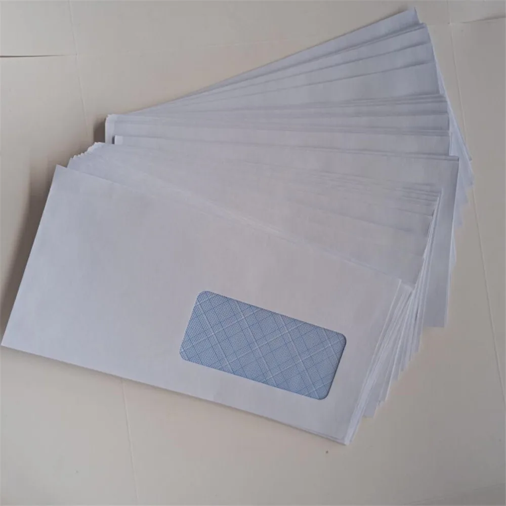 창이 있는 흰 종이 봉투, 크기 22*11cm, 비즈니스용 종이 창 봉투, 엽서 및 인사 카드용 봉투, 50 개
