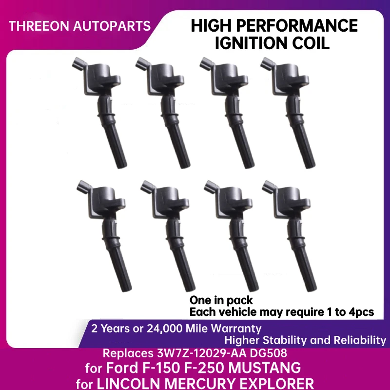 

1/8pcs THREEON Ignition Coil IC2042 For Ford F-150 F-250 MUSTANG LINCOLN MERCURY EXPLORER DG-508 3W7Z-12029-AA