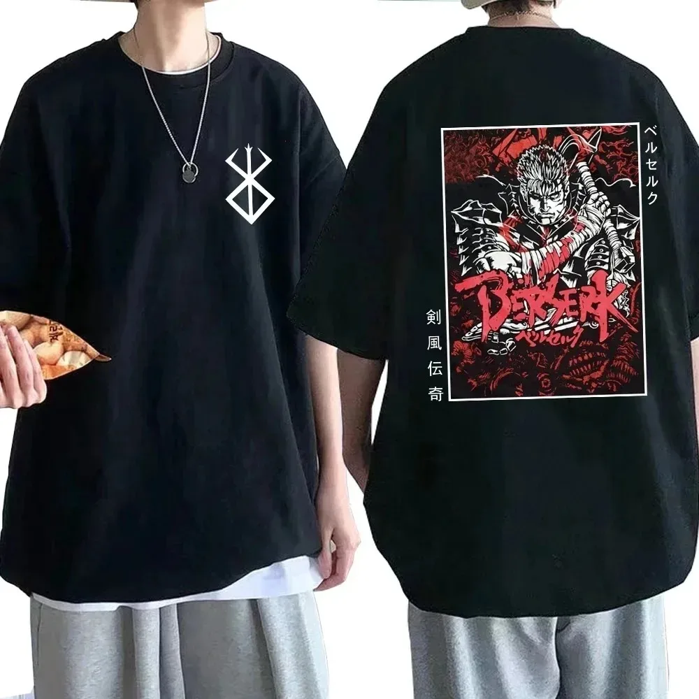 Berserk Magliette Buds Funny T Shirt Uomo Cool Manga Graphic T-Shirt Japanese Anime Women Cotton Harajuku Manga Hip Hop Top Tees