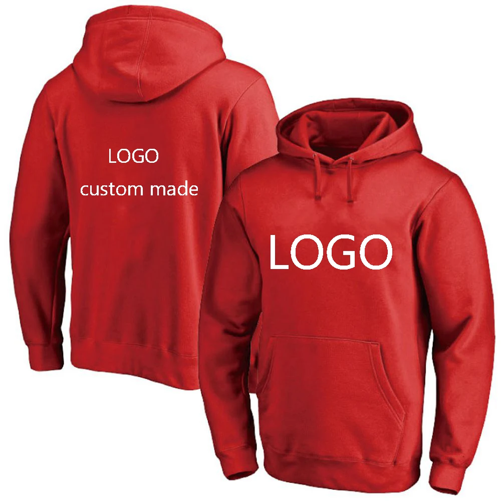 Logo Customization 2023 Men New Solid Color Print Hoodie Streetwear Warmer Pullover Sweatshirts Long Hooded Sleeve Fashion Top