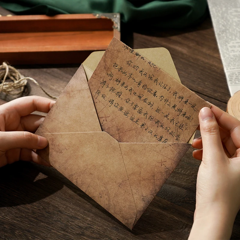 Kraft paper envelopes Vintage Kraft Paper Envelopes Letter Paper Set with Exquisite Pendant & Hemp Rope Stationery Envelope Set Confession Letterhead