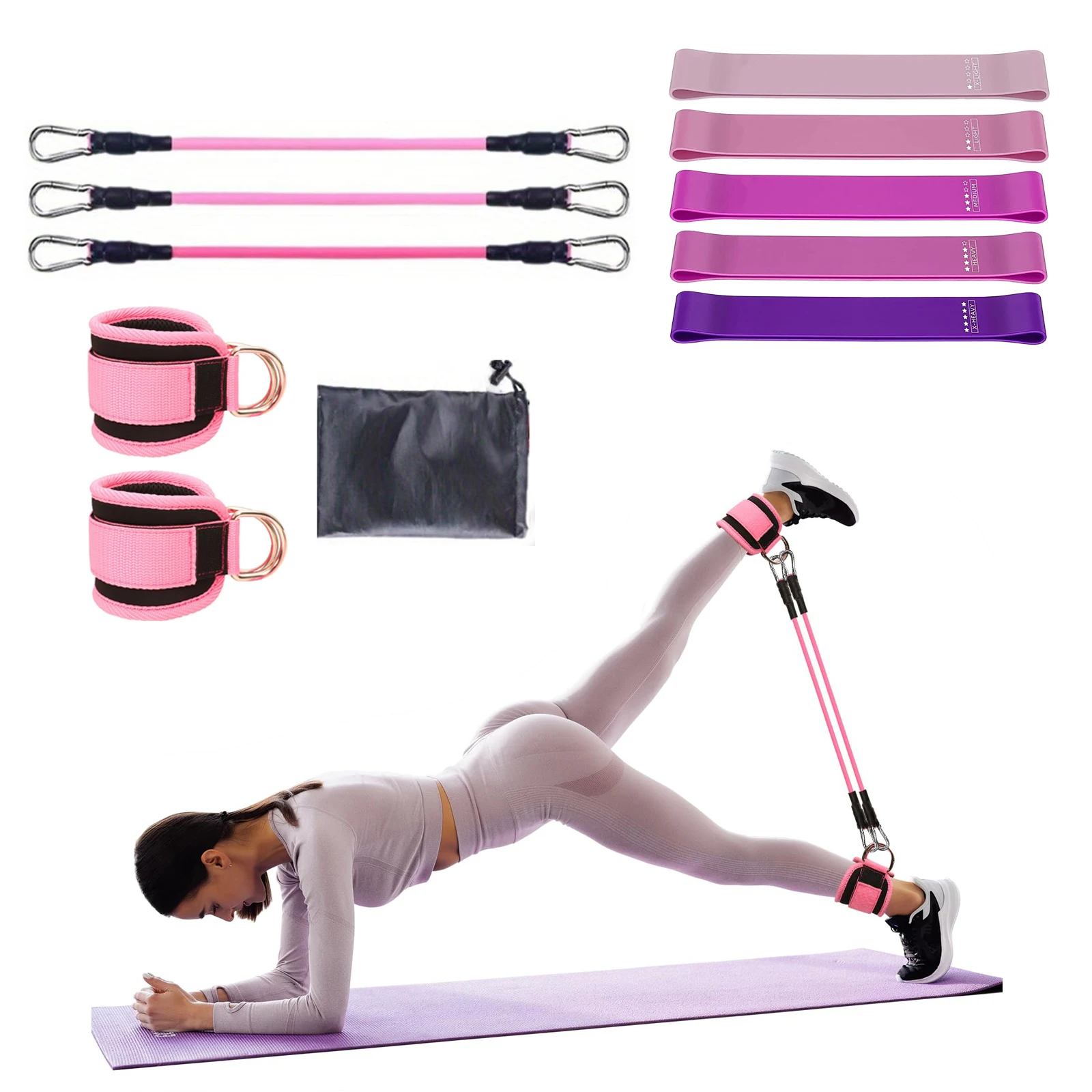 6/11pcs Buttocks with gantry, hip lift, ankle resistance, elastic trainer, hip leg tension rope, shaping and slimming 1