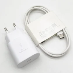 SAMSUNG 25W Super Fast PD Wall Charger with Type - C Cable - White EU and Cable