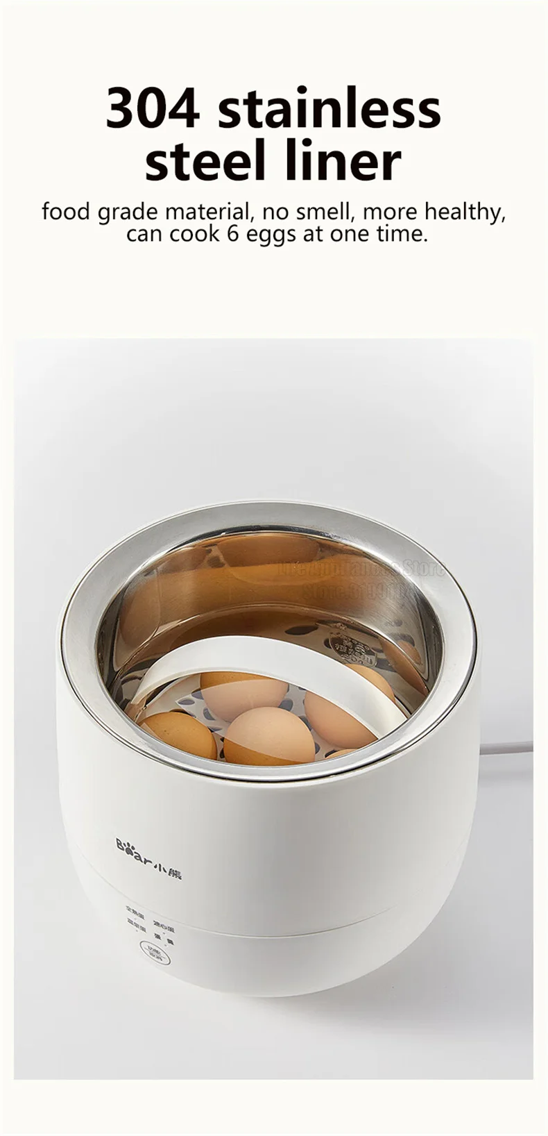 Description Picture 4 of item6 Slots Electric Egg Cooker 600W Heating Automatic Power Off Mini Eggs Boiler Food Steamer Poacher Breakfast Cooking Machine