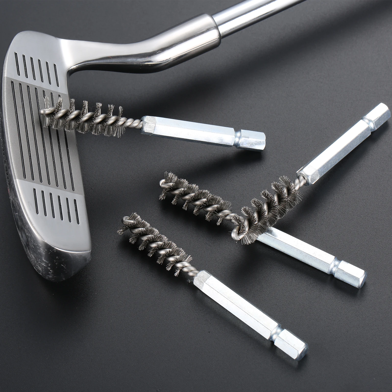 4Pcs 9mm/11mm Stainless Steel Golf Clubs Head Hosel Brush Wire Brushes Cleaning Tool Electric Drill Wire Brush For Iron And Wood 3