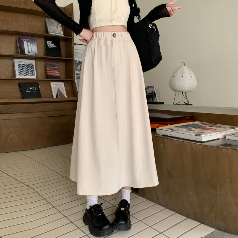 

Юбка женская плиссированная средней длины, модная однотонная Повседневная офисная универсальная трапециевидная юбка с завышенной талией, лето 2024
