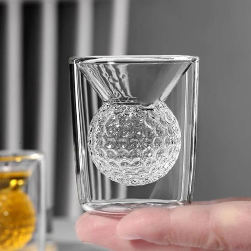 Description Picture 5 of item50ml Golf Ball Shape Double-layer Thickened Glass Cup Clear Wine Tea Water Mug Whiskey Cocktail Shot Glasses