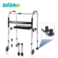Lefeke Walker with Seat 2 Front Wheel Walker for Seniors Folding Standard Narrow Walker with Ski Glides for Elderly 1