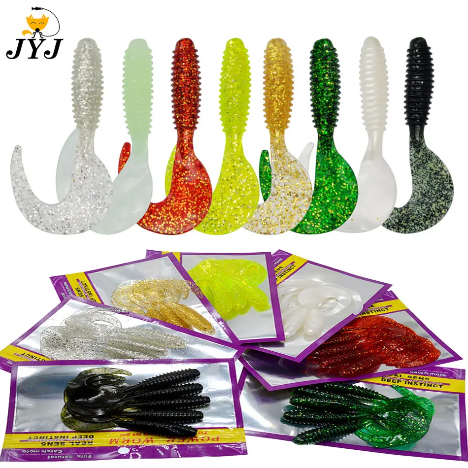 JYJ 5pcs/bag 1g jig hook with 4cm fishing grub worm maggot soft