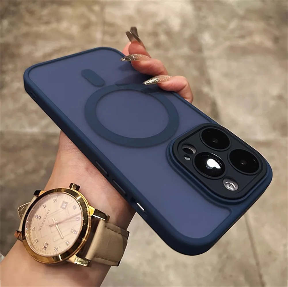 Luxury Matte Armor Magnetic Wireless Charging Case - Shockproof Hard Cover