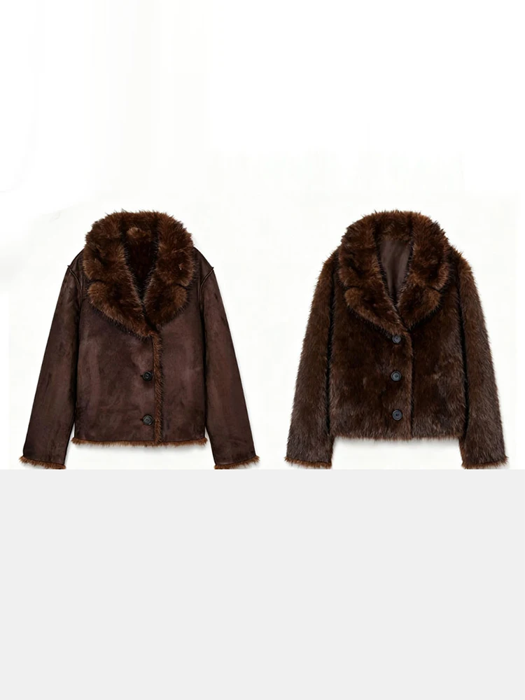 Mode femmes manteau col rabattu manches longues simple boutonnage Double face portable femme veste 2025 automne dame vestes