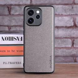 Textile Leather Fashion Soft TPU & Hard PC 3 - in - 1 Case - Coqua Collection for Oppo Reno 15 F (LightGrey)