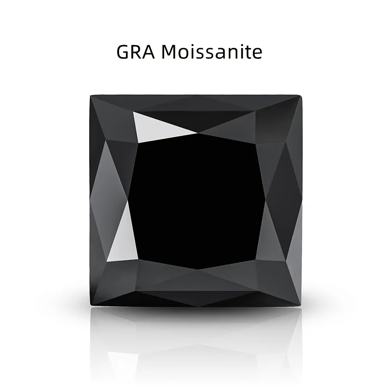 

Драгоценный камень GRA MOISSANITE, принцесса, черный 1CT-3CT, свободный камень, инкрустированный DIY, ювелирные изделия, подходящий камень