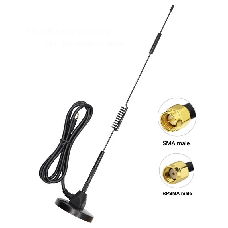 5G 4G 3G GSM Aerial Indoor Omni WiFi 698~4900Mhz Full Band 12DBI External Antenna For Communication With SMA N Male Adapter