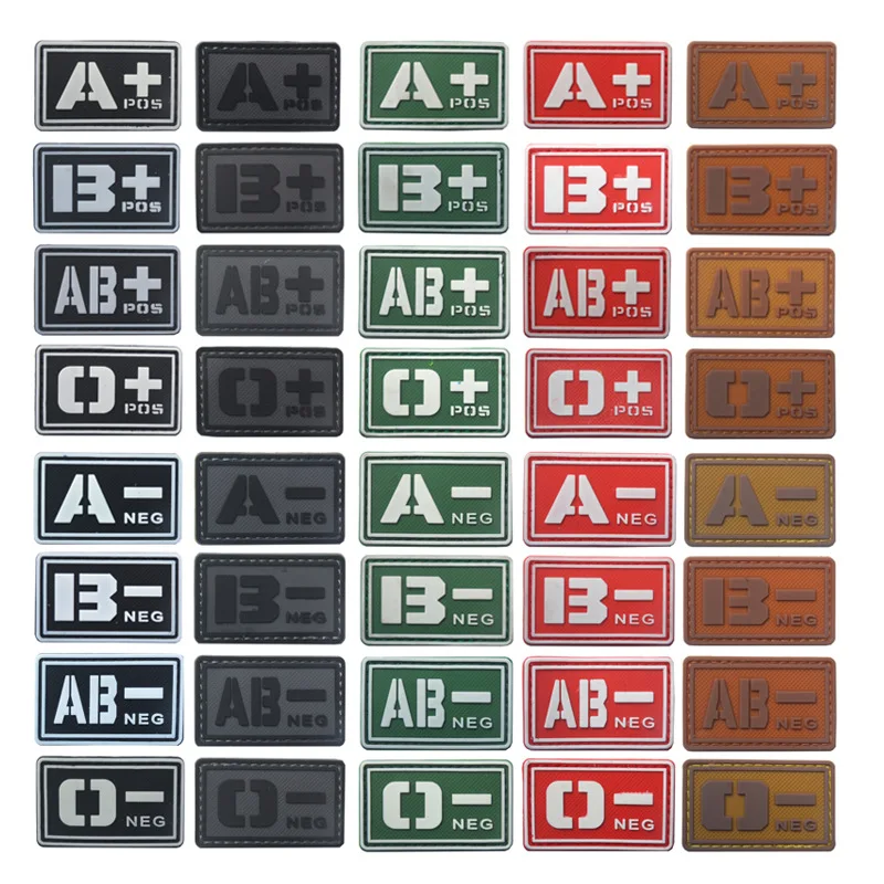 2AFTER1 Glow Dark O NEG Blood Type NKDA Cobat Tactical PVC Rubber 3D