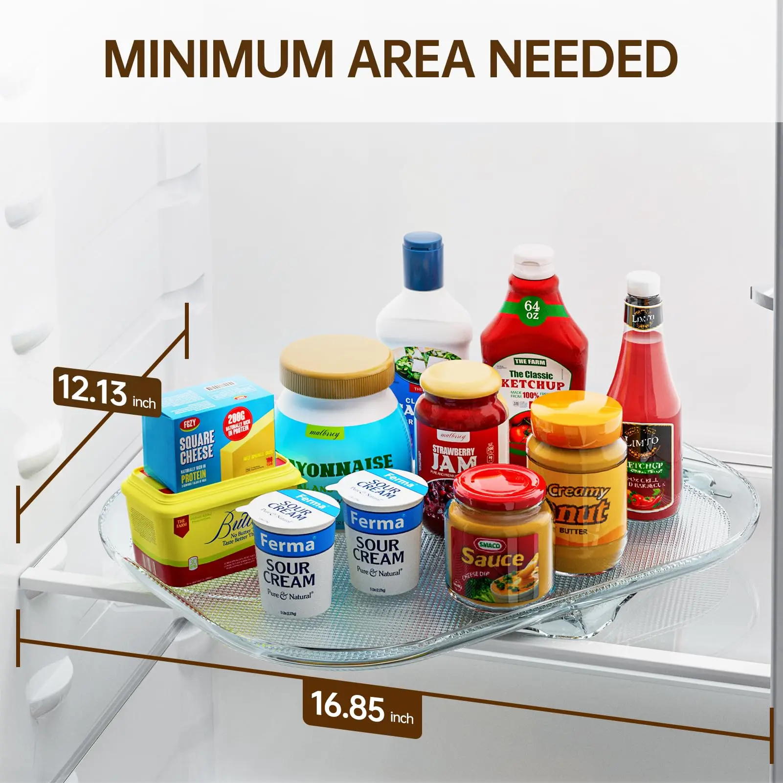 Square Lazy Susan for Refrigerator, Lazy Susan Turntable Organizer for  Refrigerator, Countertop Condiment Storage Rack, for Cabinet, Table,  Pantry