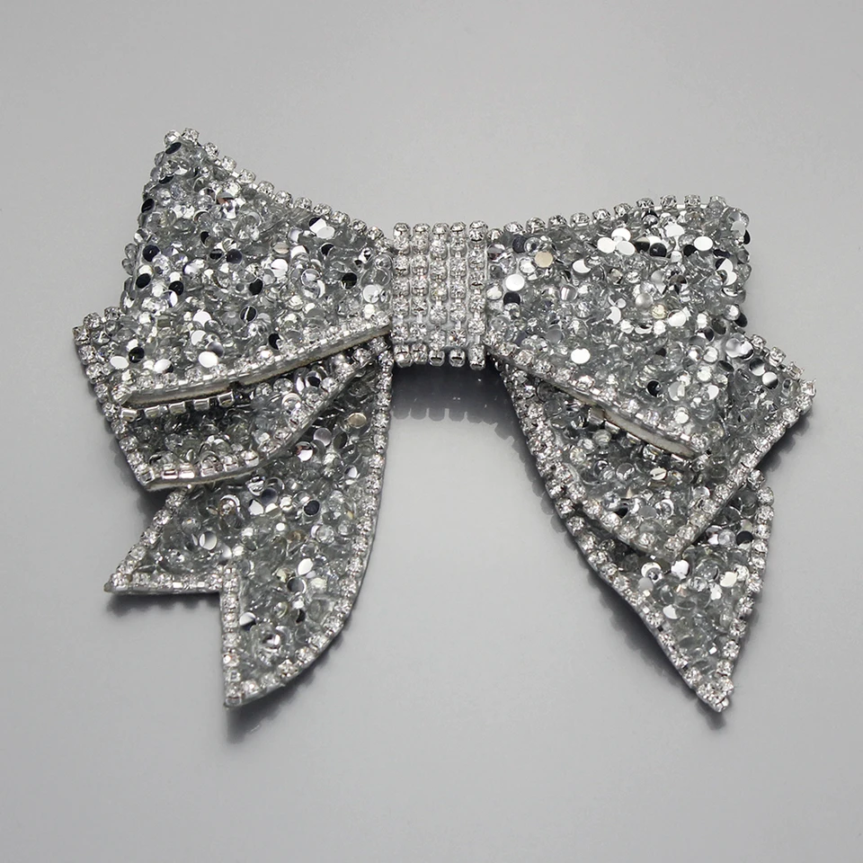 2 Toppe A Fiocco Con Strass Di Cristallo – Decorazioni Fai-da-te Per Scarpe Da Sposa, Spille E Abiti – Nero - 4