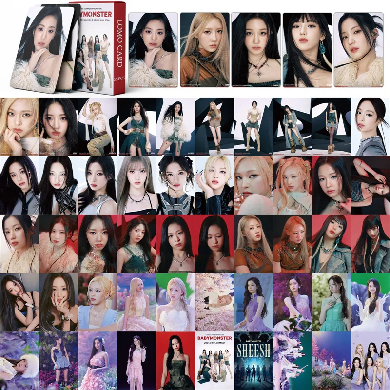 KPOP 55ks/set BABY MONSTER Album SHEESH LOMO Razglednica Debitantka AHYEON HARAM RORA Dekle Razglednica PHARITA Foto