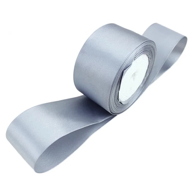 25 Yards/Roll Gray Single Face Satin Ribbon Wholesale Gift Wrapping Christmas Handmade DIY Ribbons