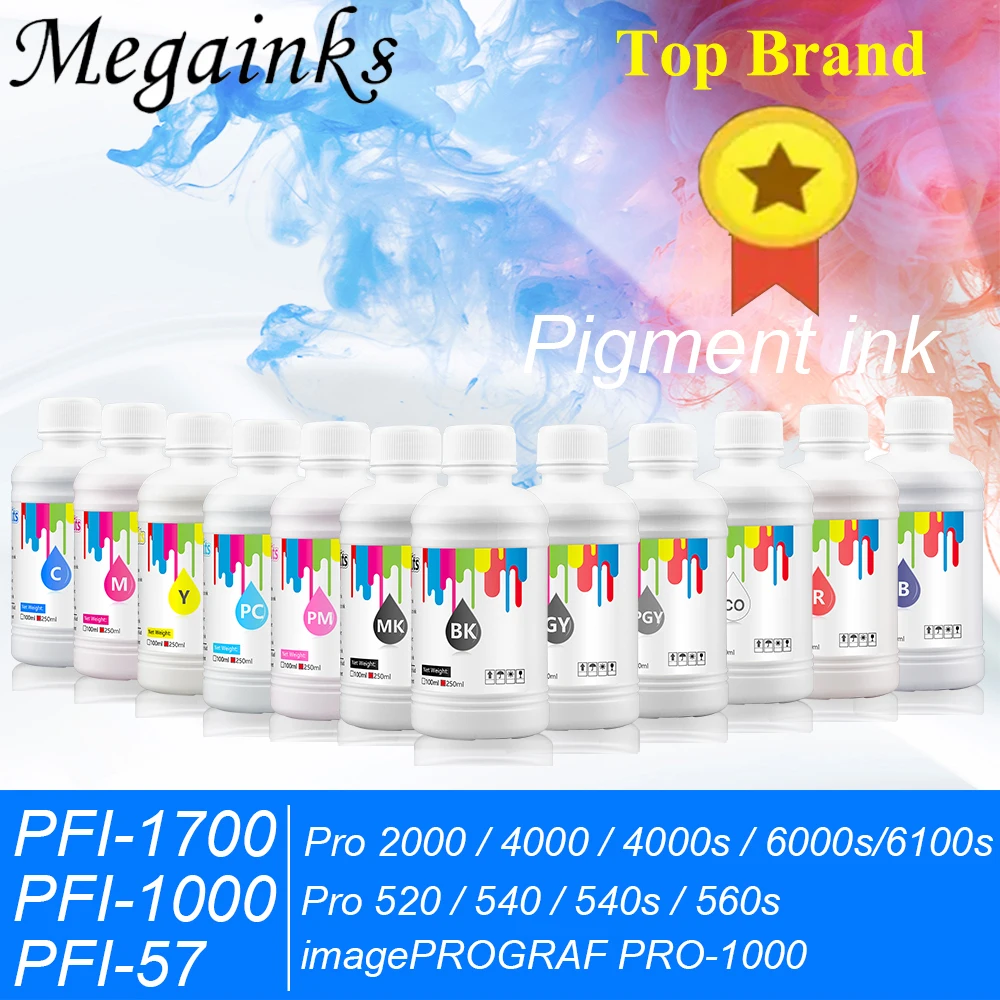 Pigmento da Tinta para Canon Pfi1700 57 Canon Pro 2000 4000 6000 4000s 6000s 6100s Pro 1000 Printer 12 Opção de Cor 500mlbottle